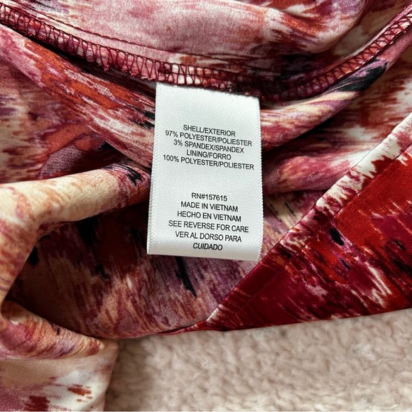 Nicole Miller Abstract Maxi Trapeze Dress Maroon Pink Coral Size Large Holiday - Picture 3 of 11